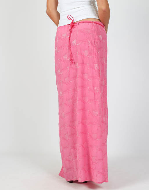 Vintage Unbranded M woven maxi skirt in pink, 4 of 4