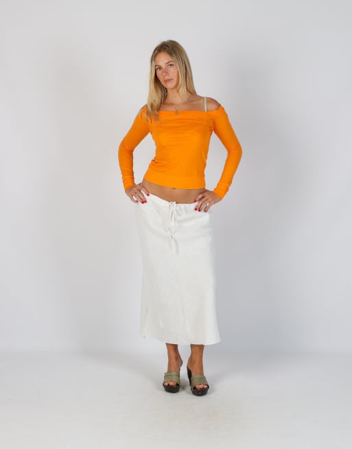 Vintage Unbranded M woven maxi skirt in white, 1 of 4