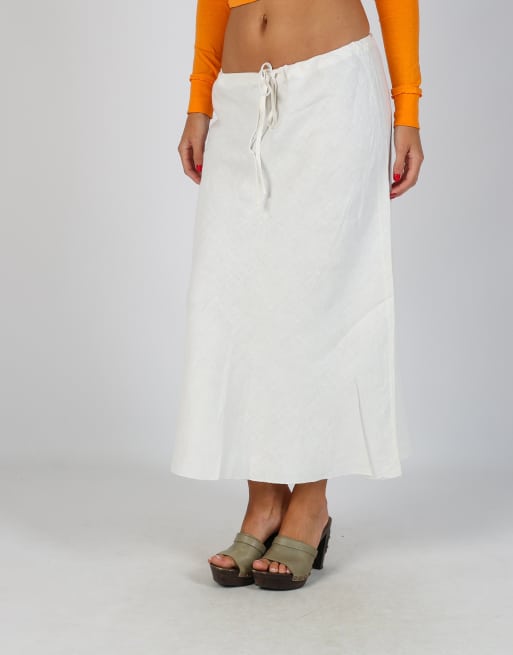 Vintage Unbranded M woven maxi skirt in white, 2 of 4