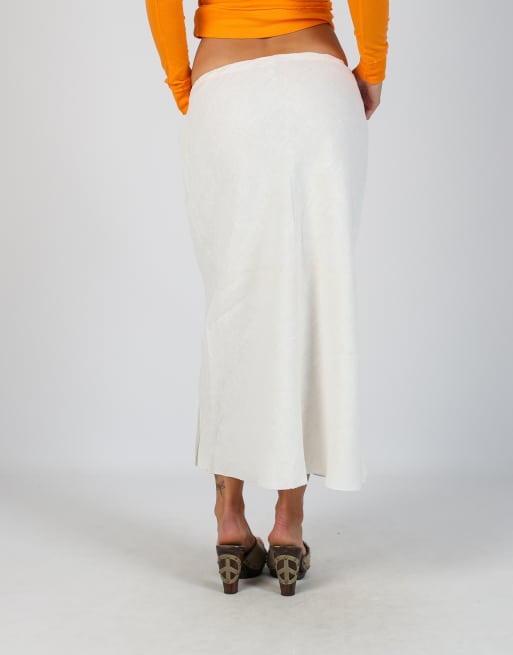 Vintage Unbranded M woven maxi skirt in white, 4 of 4