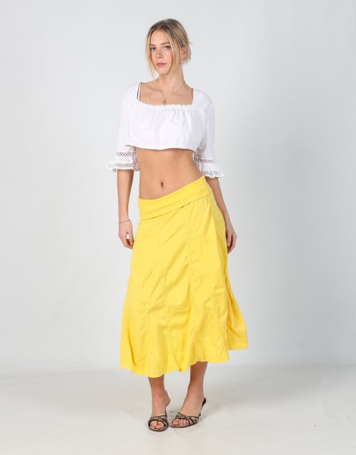 Vintage Unbranded M woven maxi skirt in yellow