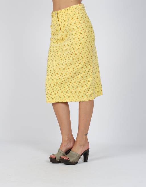 Vintage Unbranded M woven maxi skirt in yellow, 2 of 4