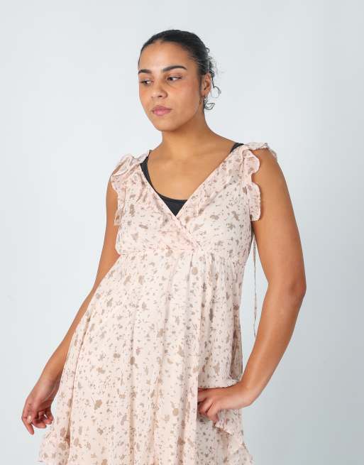 Vintage Unbranded M woven midi dress in baby pink, 4 of 4