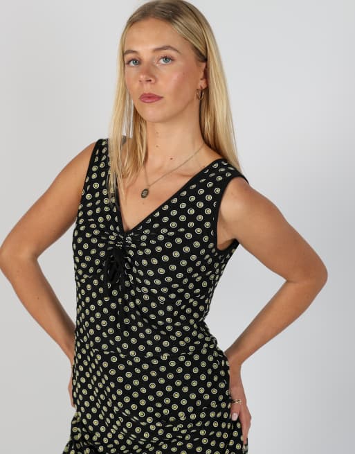 Vintage Unbranded M woven midi dress in black, 2 of 4