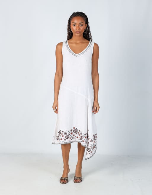 Vintage Unbranded M woven midi dress in cream