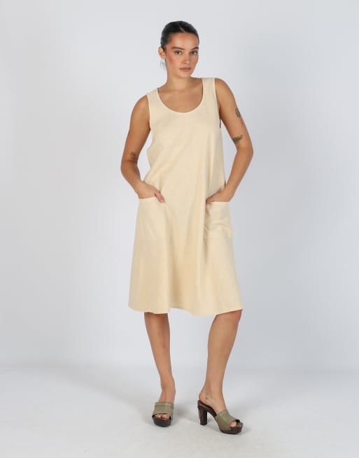 Vintage Unbranded M woven midi dress in cream, 1 of 4