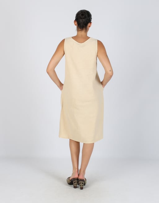 Vintage Unbranded M woven midi dress in cream, 3 of 4