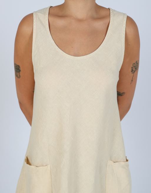 Vintage Unbranded M woven midi dress in cream, 4 of 4