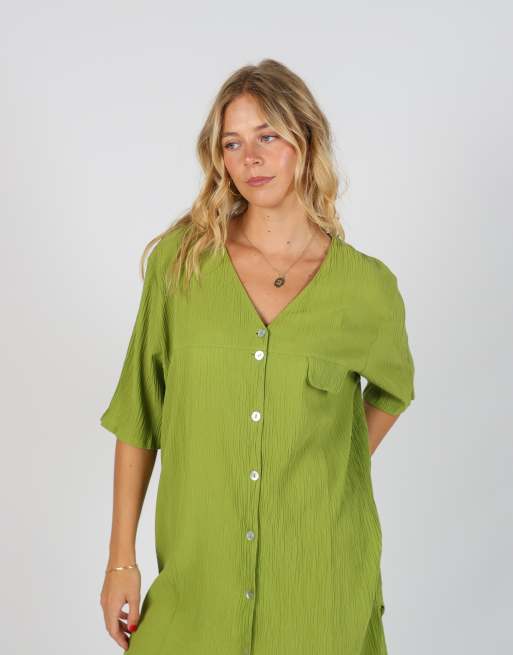 Vintage Unbranded M woven midi dress in light green, 2 of 4
