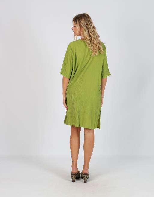 Vintage Unbranded M woven midi dress in light green, 3 of 4