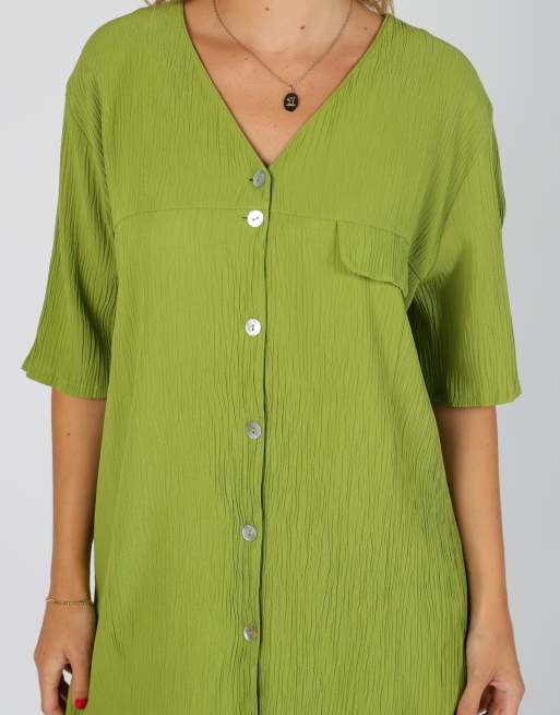 Vintage Unbranded M woven midi dress in light green, 4 of 4