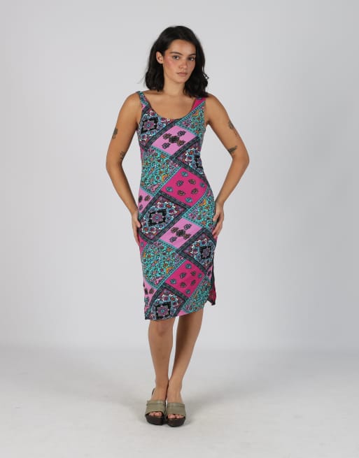 Vintage Unbranded M woven midi dress in purple