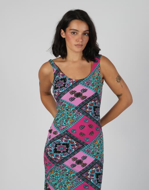 Vintage Unbranded M woven midi dress in purple, 2 of 4