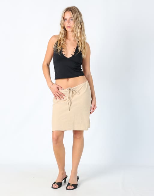 Vintage Unbranded M woven midi skirt in beige