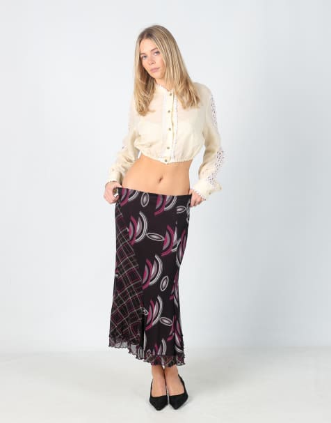 Vintage Unbranded M woven midi skirt in black - view 1