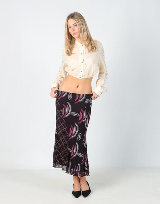 Vintage Unbranded M woven midi skirt in black