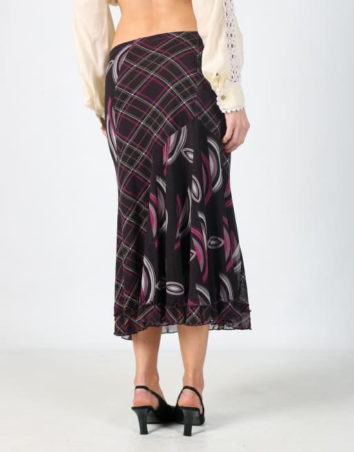 Vintage Unbranded M woven midi skirt in black, 2 of 4