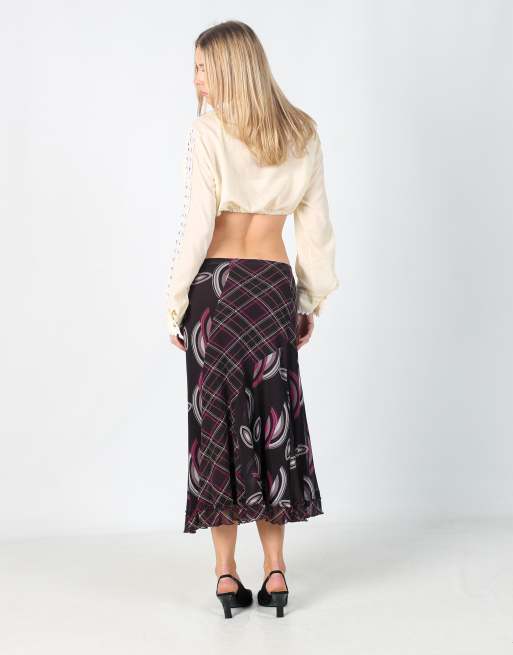 Vintage Unbranded M woven midi skirt in black, 3 of 4