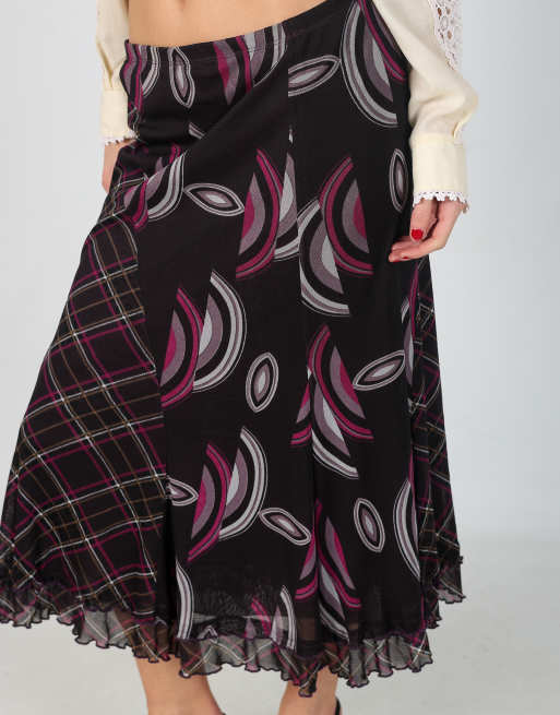 Vintage Unbranded M woven midi skirt in black, 4 of 4