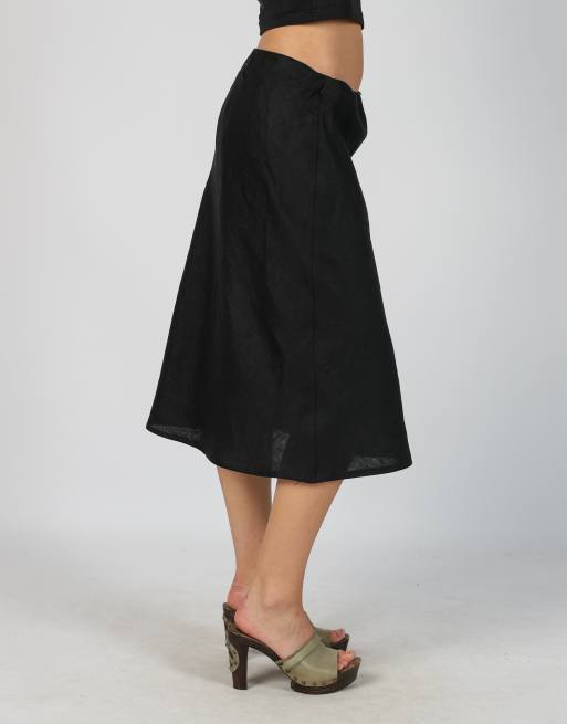 Vintage Unbranded M woven midi skirt in black, 2 of 4