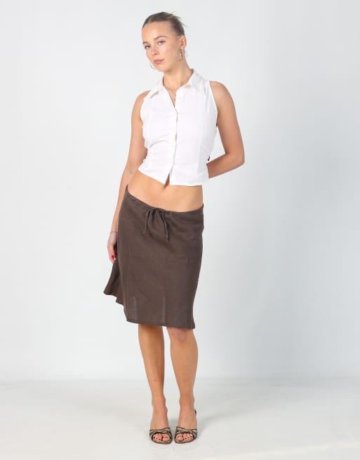 Vintage Unbranded M woven midi skirt in brown