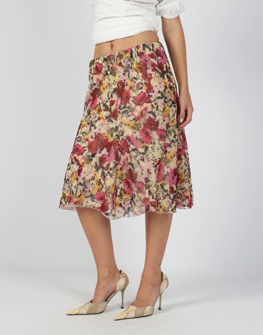 Vintage Unbranded M woven midi skirt in red, 2 of 4