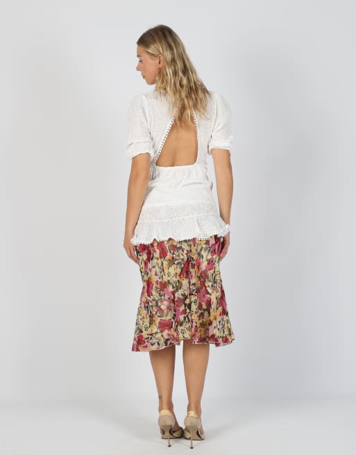 Vintage Unbranded M woven midi skirt in red, 3 of 4