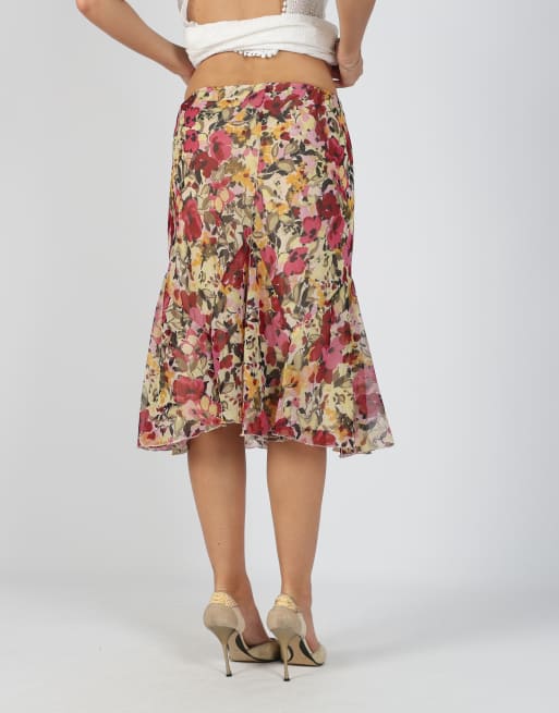 Vintage Unbranded M woven midi skirt in red, 4 of 4