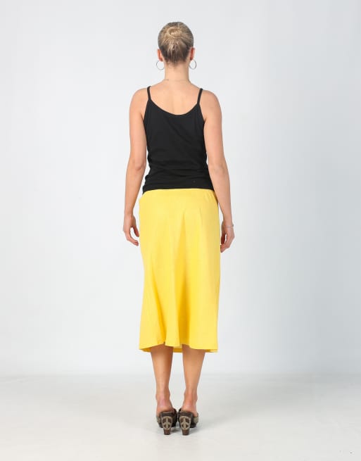 Vintage Unbranded M woven midi skirt in yellow, 3 of 4