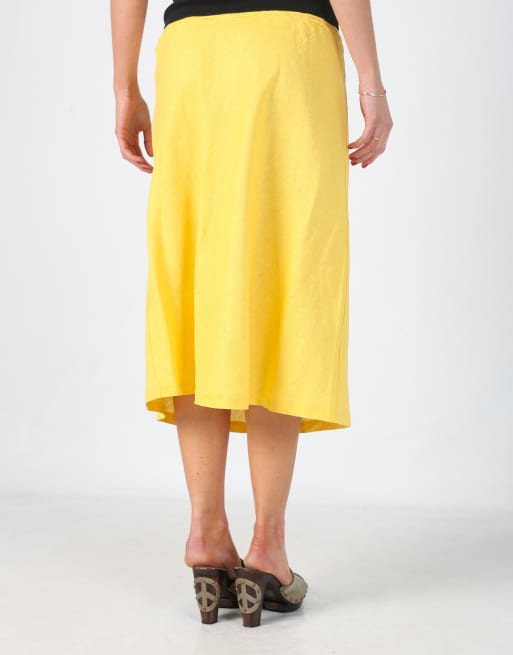 Vintage Unbranded M woven midi skirt in yellow, 4 of 4