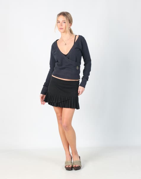Vintage Unbranded M woven mini skirt in black - view 1
