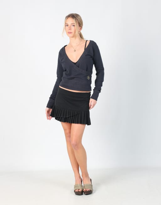 Vintage Unbranded M woven mini skirt in black