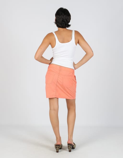 Vintage Unbranded M woven mini skirt in peach, 3 of 4