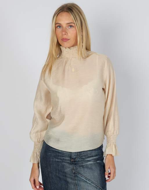 Vintage Unbranded M woven top in beige