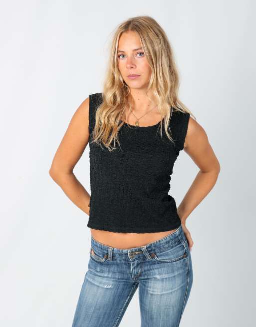 Vintage Unbranded M woven top in black