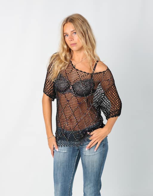 Vintage Unbranded M woven top in black