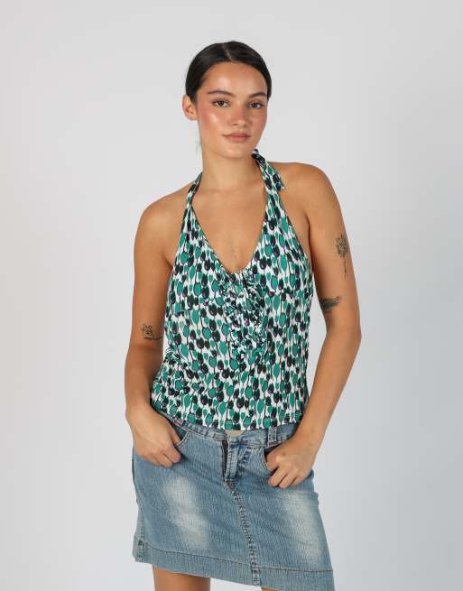 Vintage Unbranded M woven top in light green
