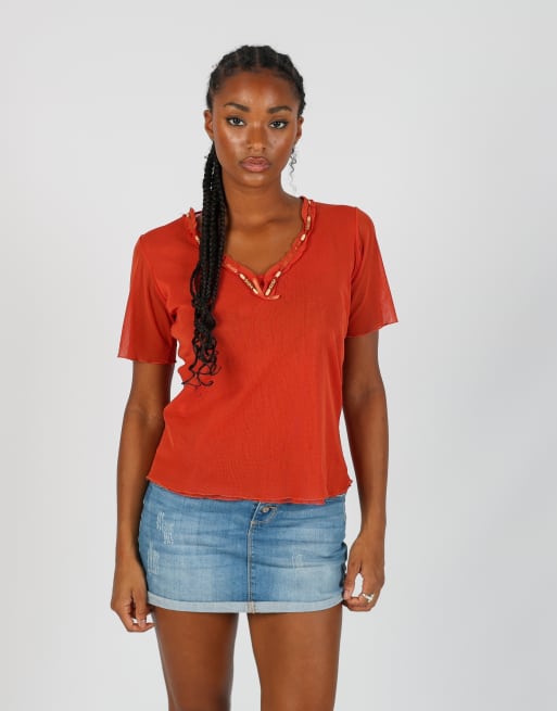 Vintage Unbranded M woven top in orange