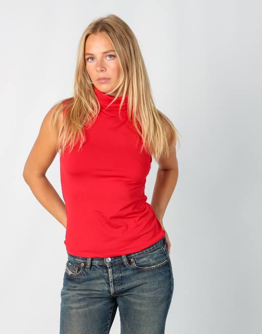Vintage Unbranded M woven top in red
