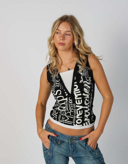 Vintage Unbranded M woven vest in black, 1 of 4