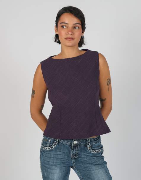 Vintage Unbranded M woven vest in purple - view 1