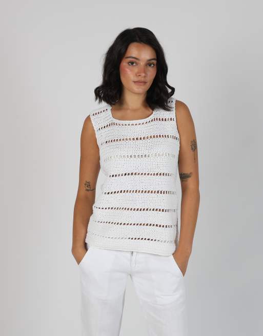 Vintage Unbranded M woven vest in white