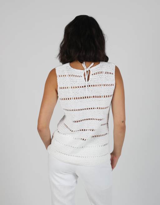 Vintage Unbranded M woven vest in white, 2 of 4