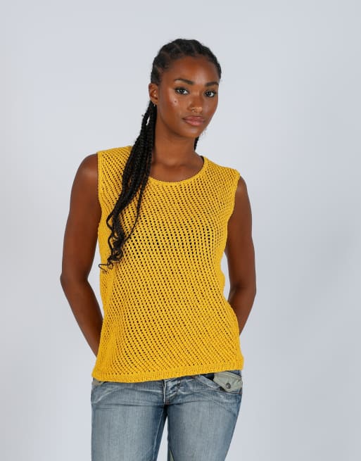 Vintage Unbranded M woven vest in yellow, 3 of 4