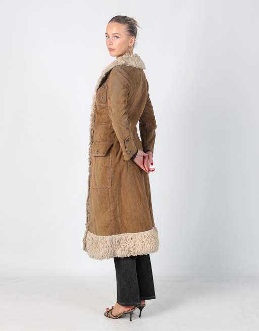 Vintage Unbranded S afghan coat in brown, 2 of 4