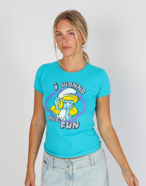 Vintage Unbranded S baby tee in blue