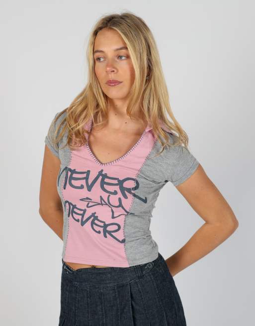 Vintage Unbranded S baby tee in grey, 3 of 4
