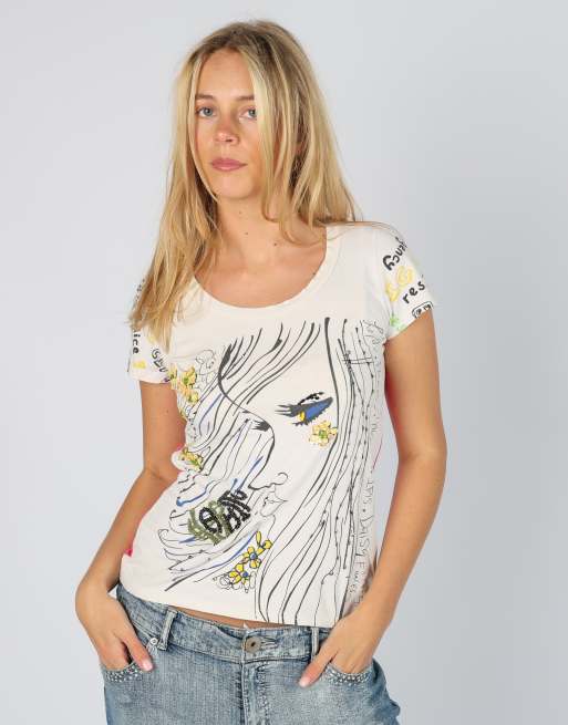 Vintage Unbranded S baby tee in ivory