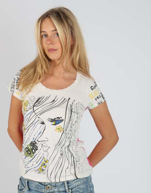 Vintage Unbranded S baby tee in ivory, 3 of 4