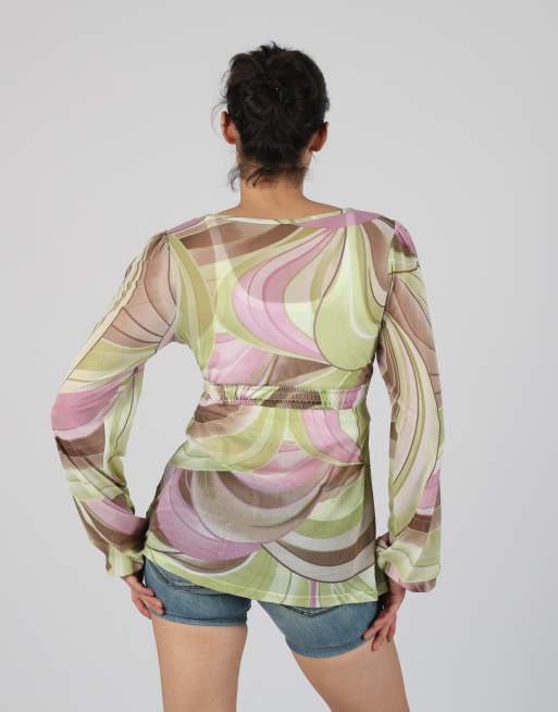 Vintage Unbranded S blouse in light green, 2 of 4
